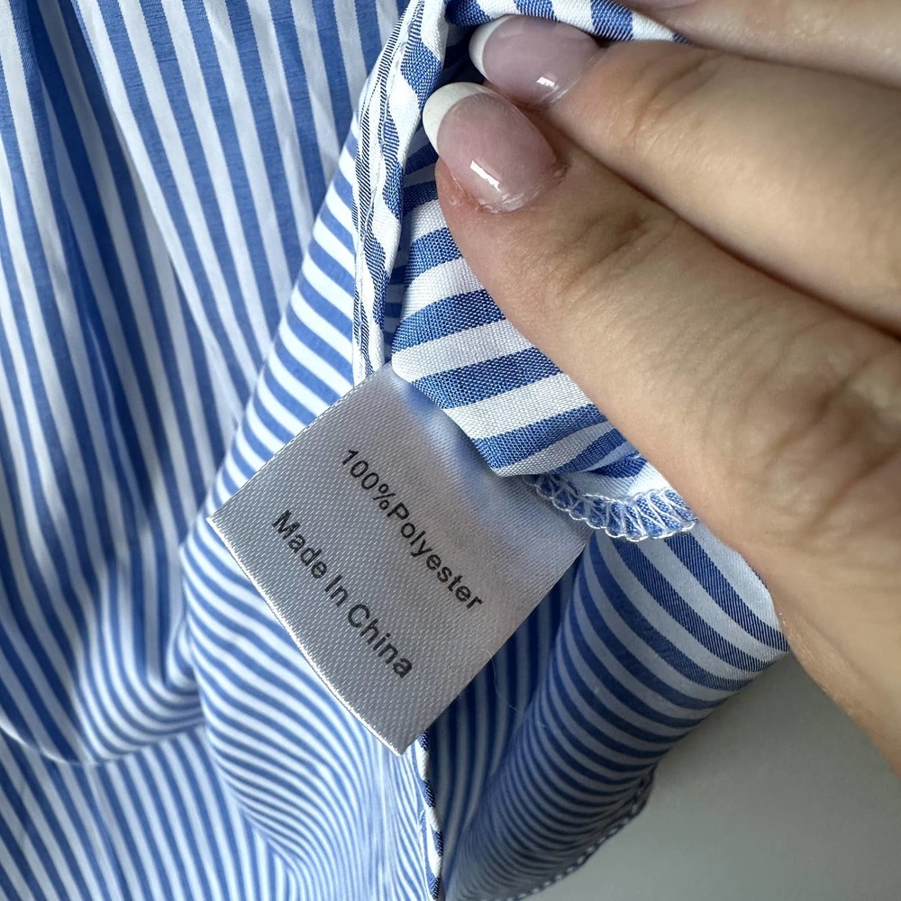 Tuckernuck Teagan Popover Top Blue White Stripe - Picture 4 of 5